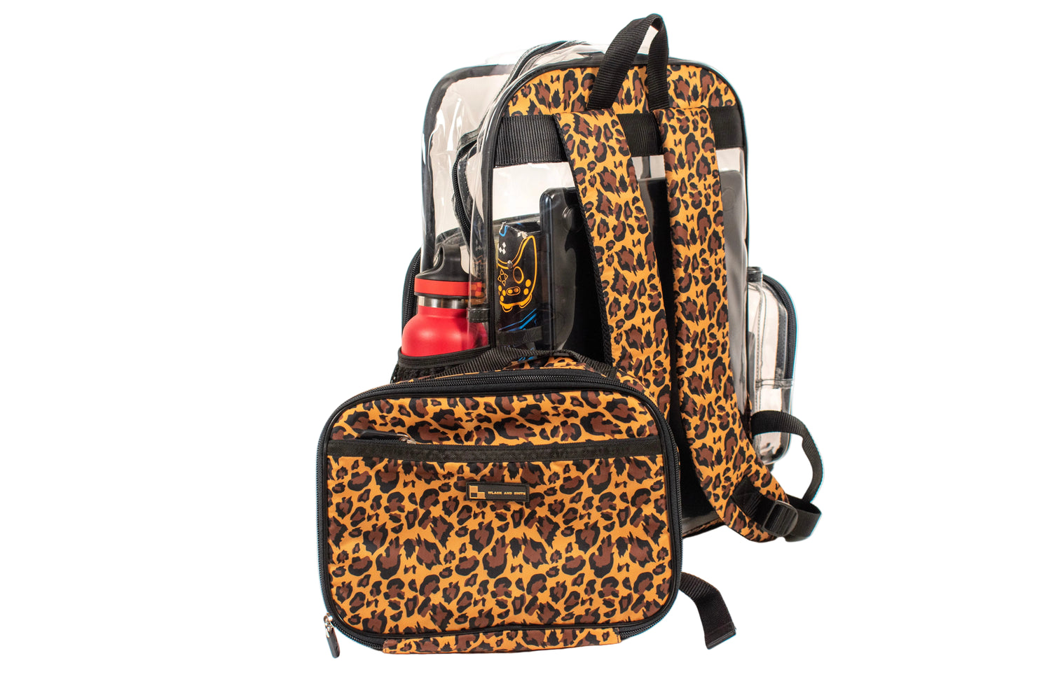 Heavy Duty Clear Backpack With Mesh Organizer (Wild Leopard, Large)