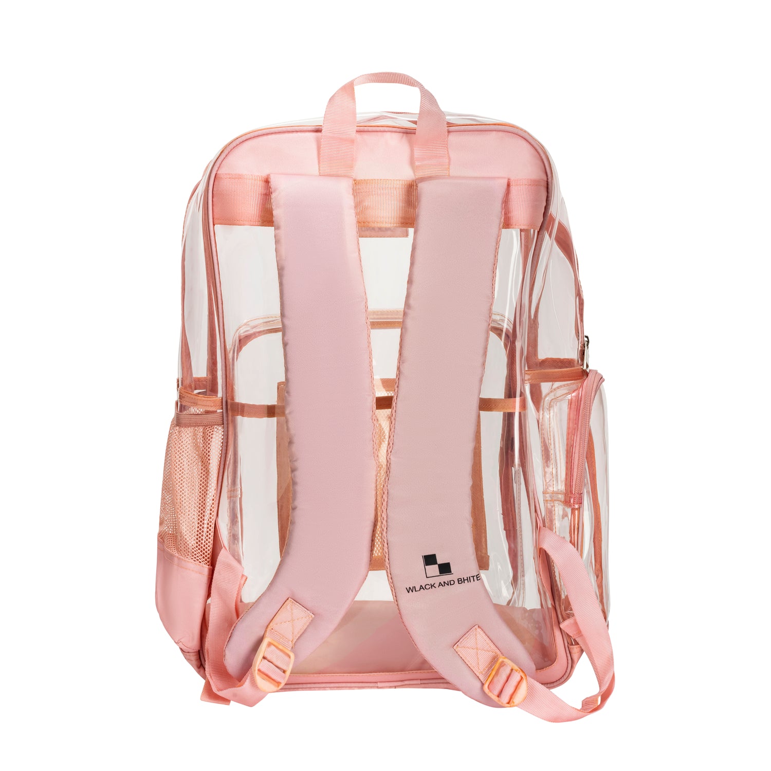 Heavy Duty Clear Backpack With Mesh Organizer (Rose Gold, Large)