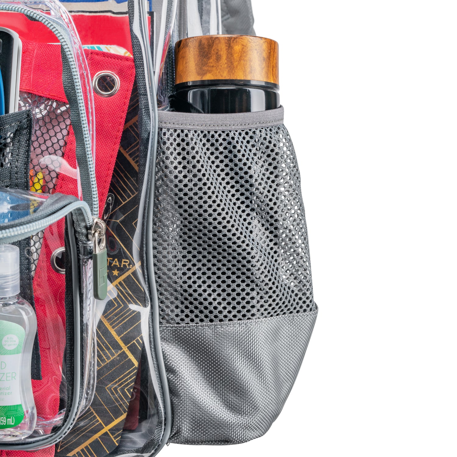 Heavy Duty Clear Backpack With Mesh Organizer (Large)