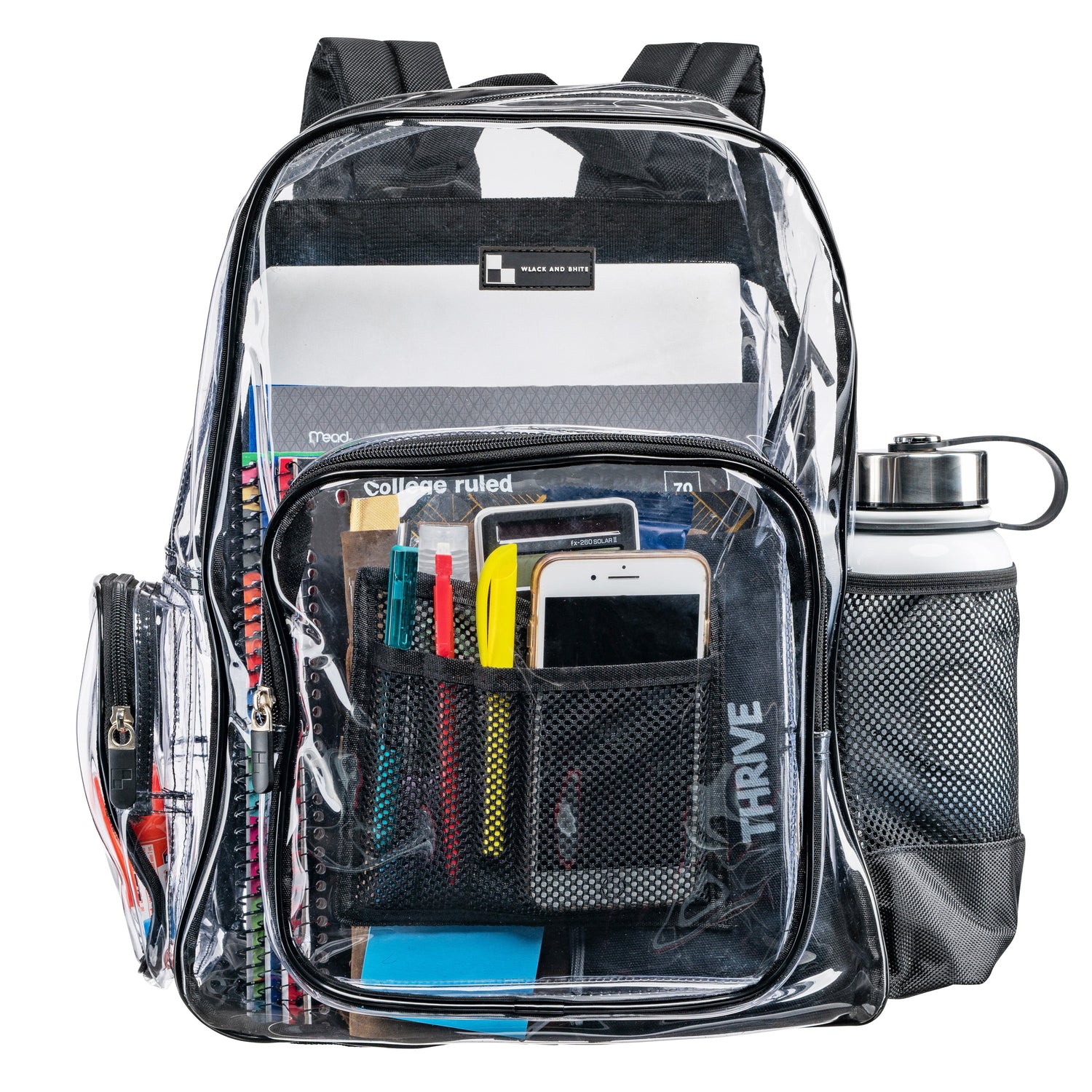 Heavy Duty Clear Backpack With Mesh Organizer (Large)