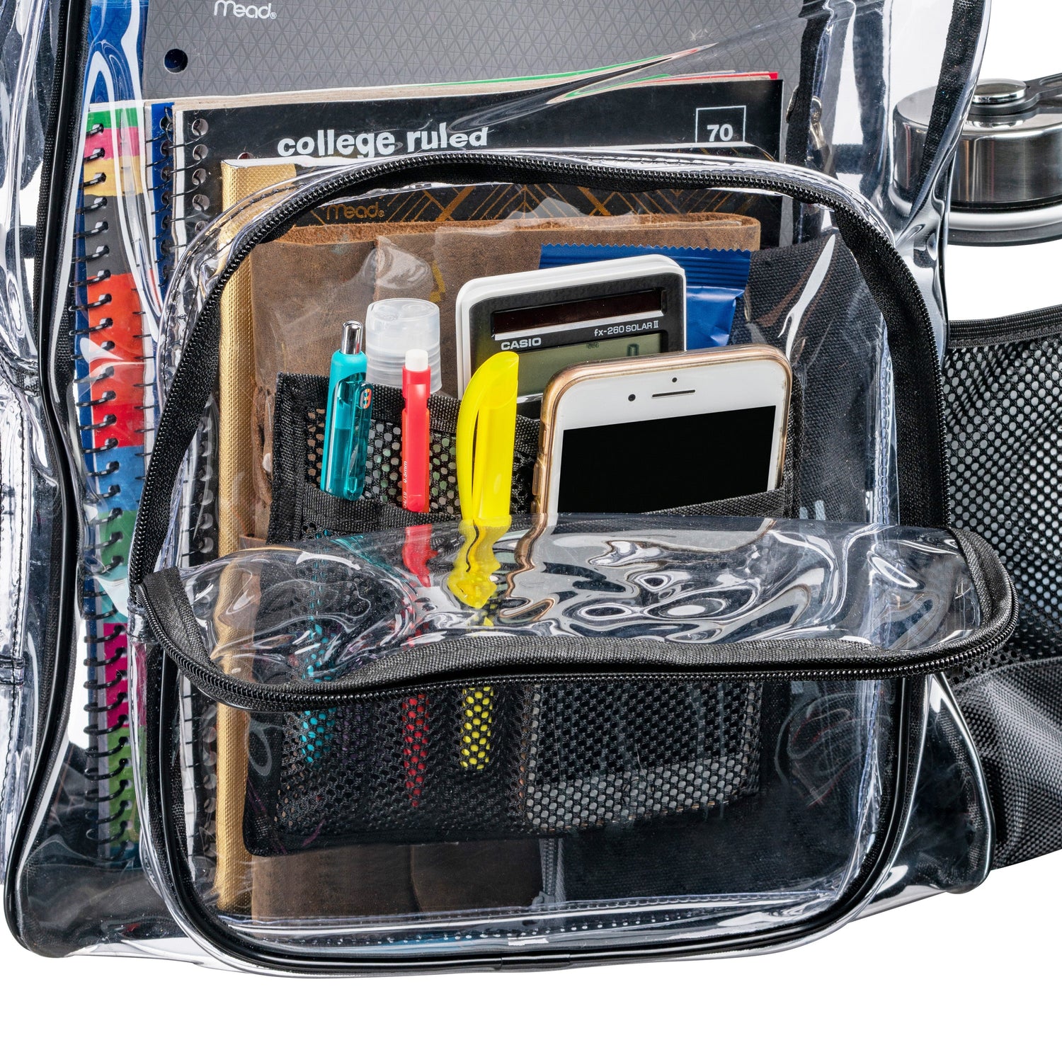 Heavy Duty Clear Backpack With Mesh Organizer (Medium)