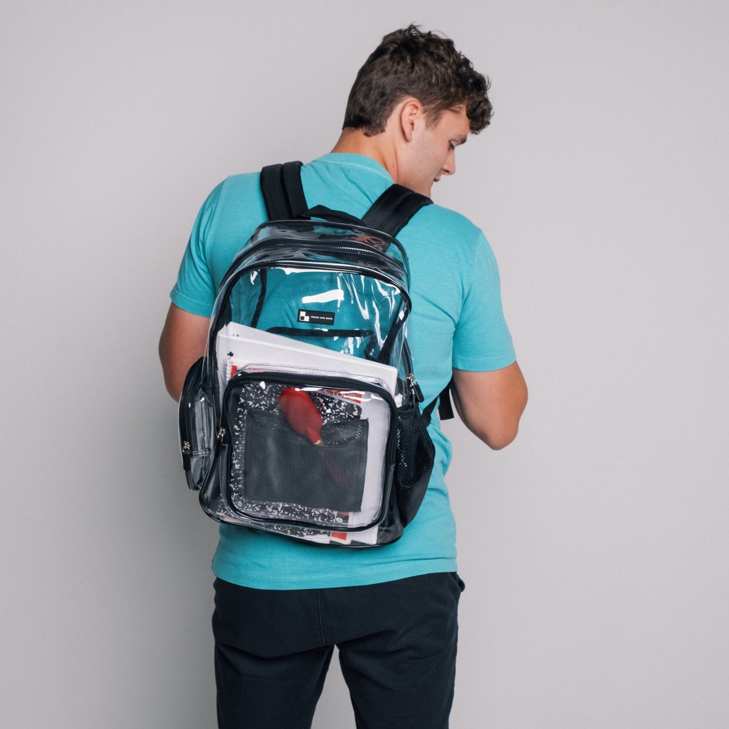 AMERICAN HERITAGE SCHOOL DISTRICT EXCLUSIVE | Heavy Duty Clear Backpack With Mesh Organizer - Large