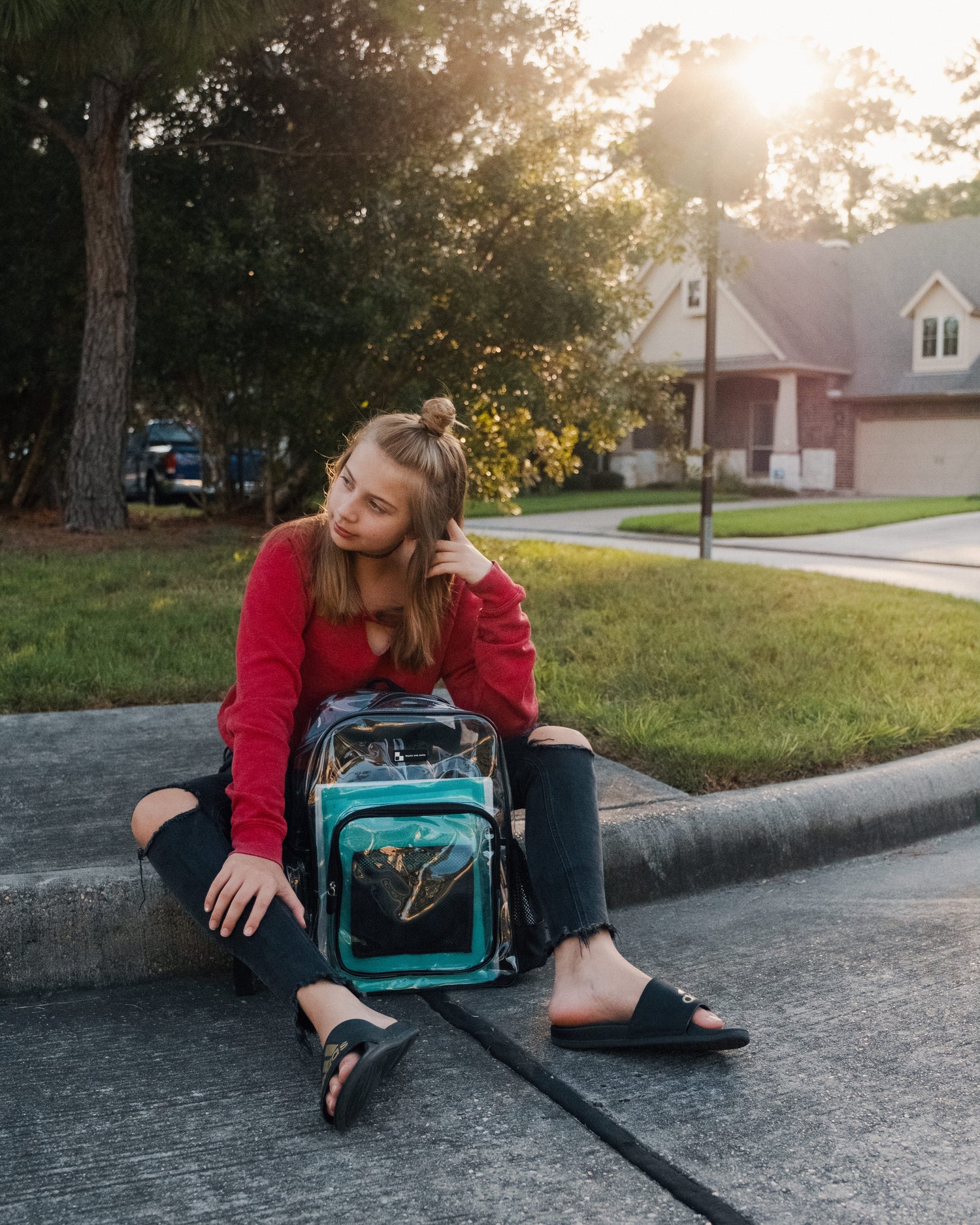 AMERICAN HERITAGE SCHOOL DISTRICT EXCLUSIVE | Heavy Duty Clear Backpack With Mesh Organizer - Large
