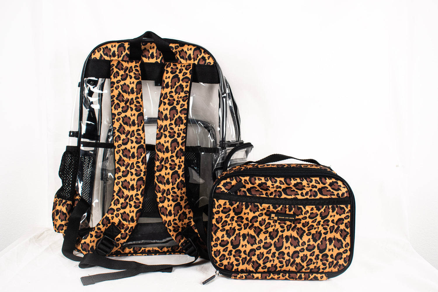 Heavy Duty Clear Backpack With Mesh Organizer (Wild Leopard, Large)