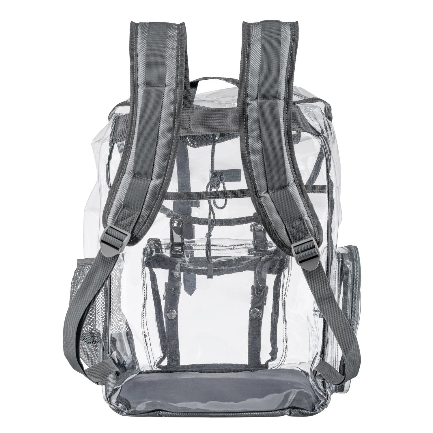HFBC- Heavy Duty Clear Backpack / Urban Knapsack With Front And Side Pouches - Large