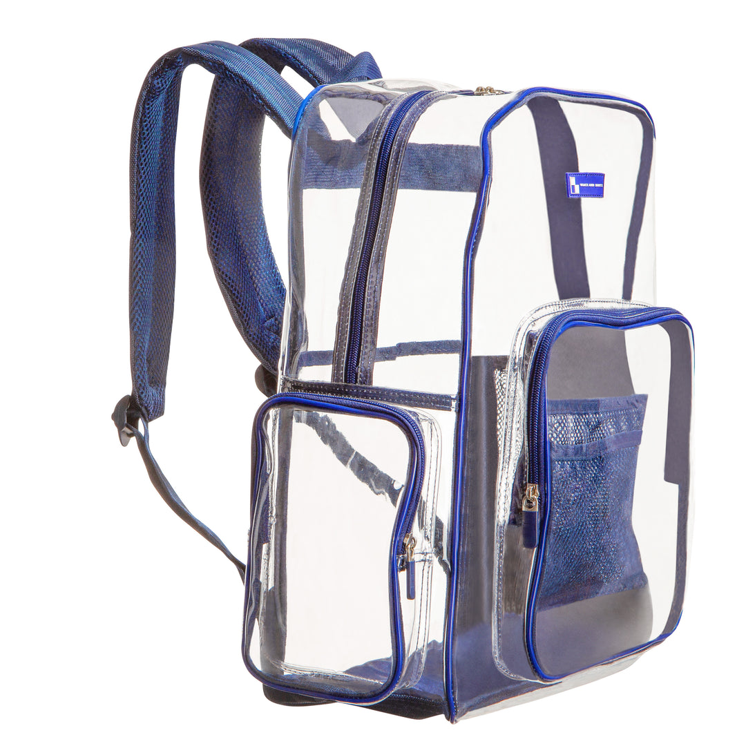 Heavy Duty Clear Backpack With Mesh Organizer (Medium) WlackandBhite