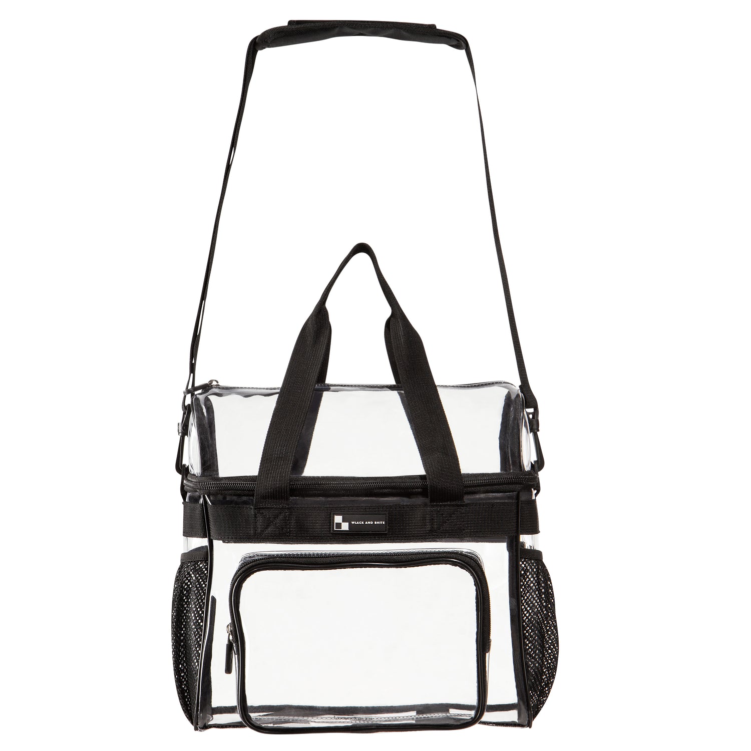 Heavy Duty Clear Stadium Approved Bags, Lunch Tote with Top Pocket (Large)
