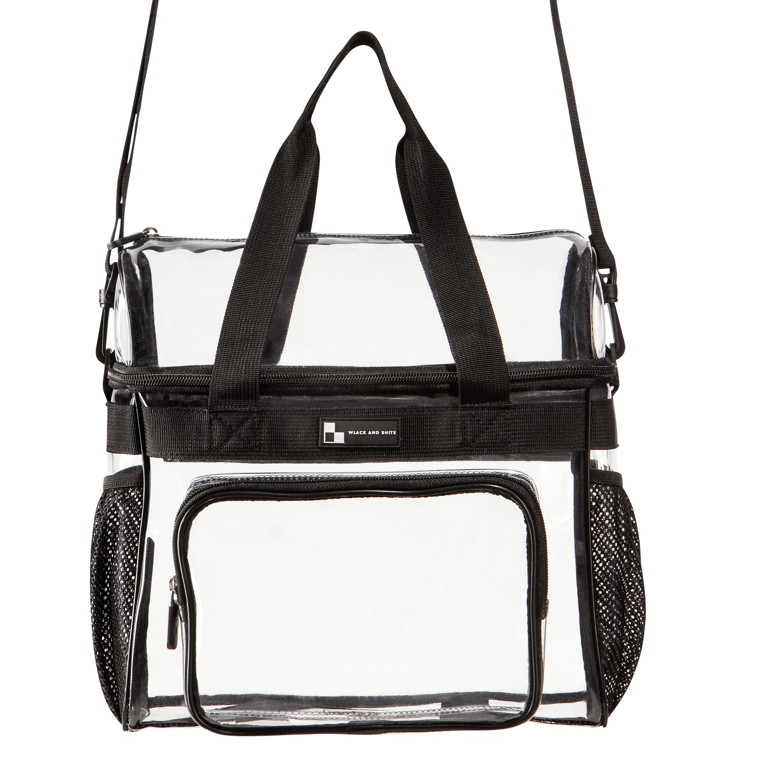 Heavy Duty Clear Stadium Approved Bags, Lunch Tote with Top Pocket (Large)