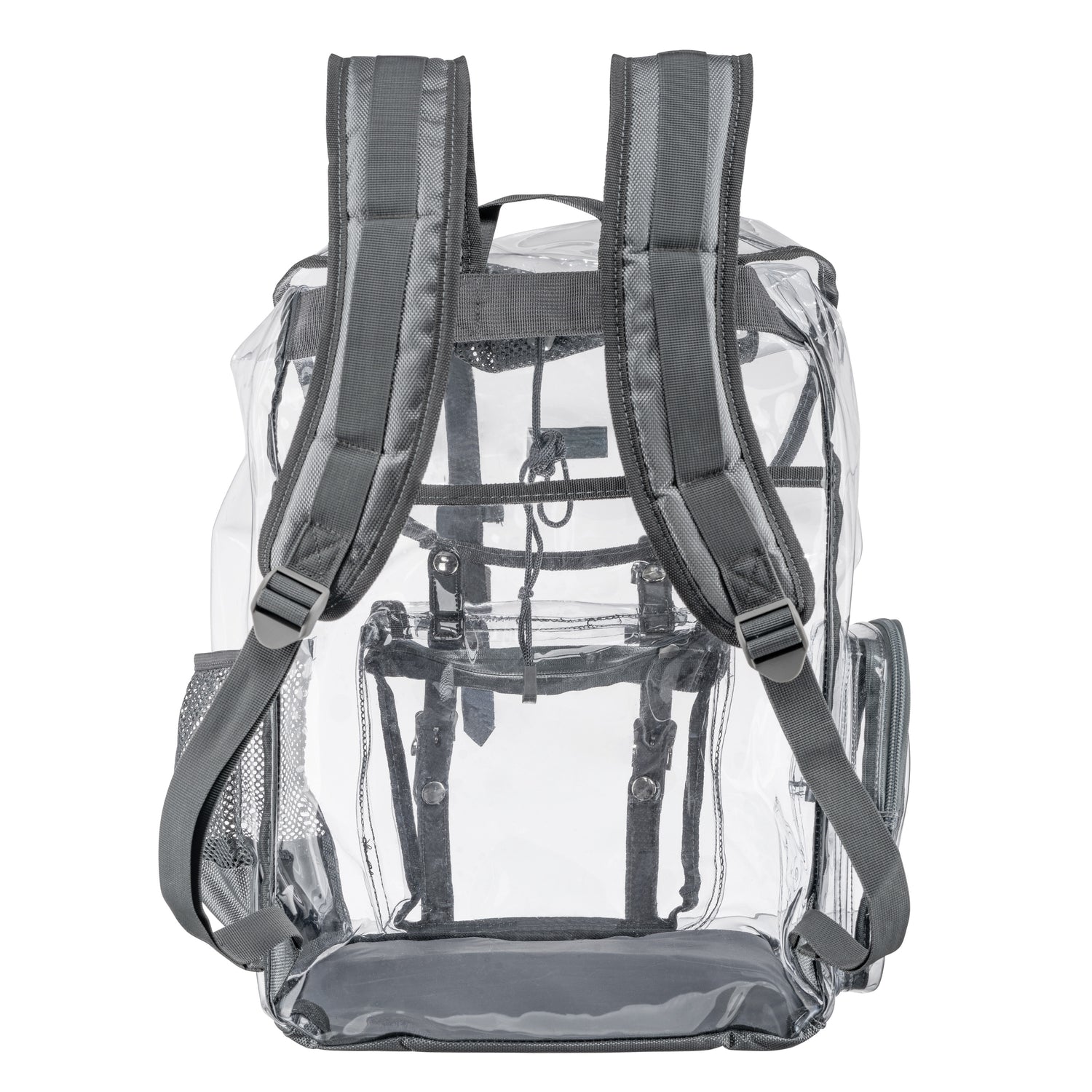 Heavy Duty Clear Backpack / Urban Knapsack With Front And Side Pouches