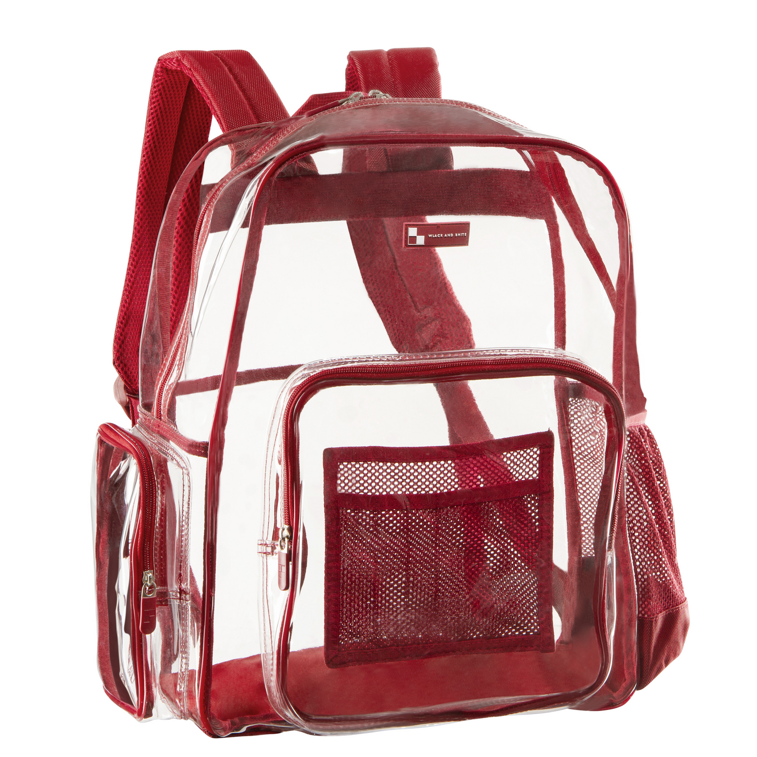 Heavy Duty Clear Backpack With Mesh Organizer Medium WlackandBhite